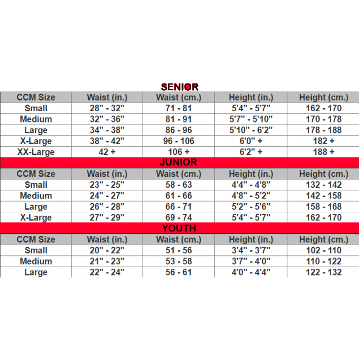 Ccm Hockey Skate Size Chart