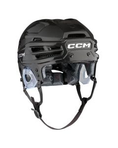 Front angled view of the CCM TACKS 920 Hockey Helmet Senior in black with chin strap