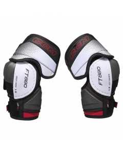 Front-facing view of CCM JETSPEED FT880 senior elbow pads with visible JDP cap and FT880 branding