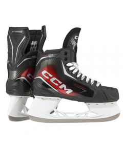 Side view of CCM JETSPEED FT860 Intermediate Skate with SpeedBlade holder and stainless runner