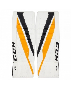 CCM EXTREME FLEX E3.9 INTERMEDIATE GOALIE PADS - WHITE GOLD BLACK